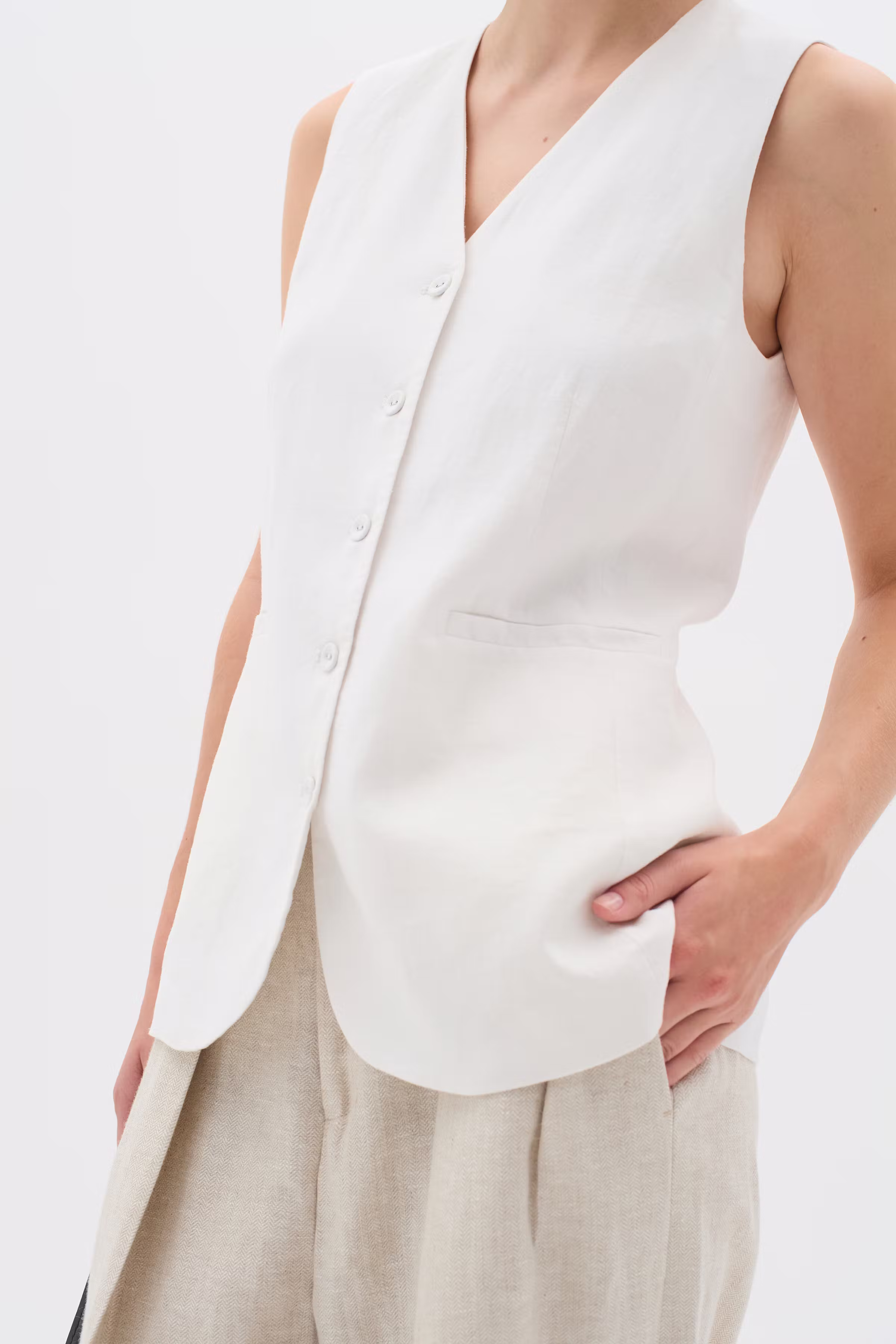 FaridaIW Leinen Weste LOOKBOOK DETAIL 30110439-300001