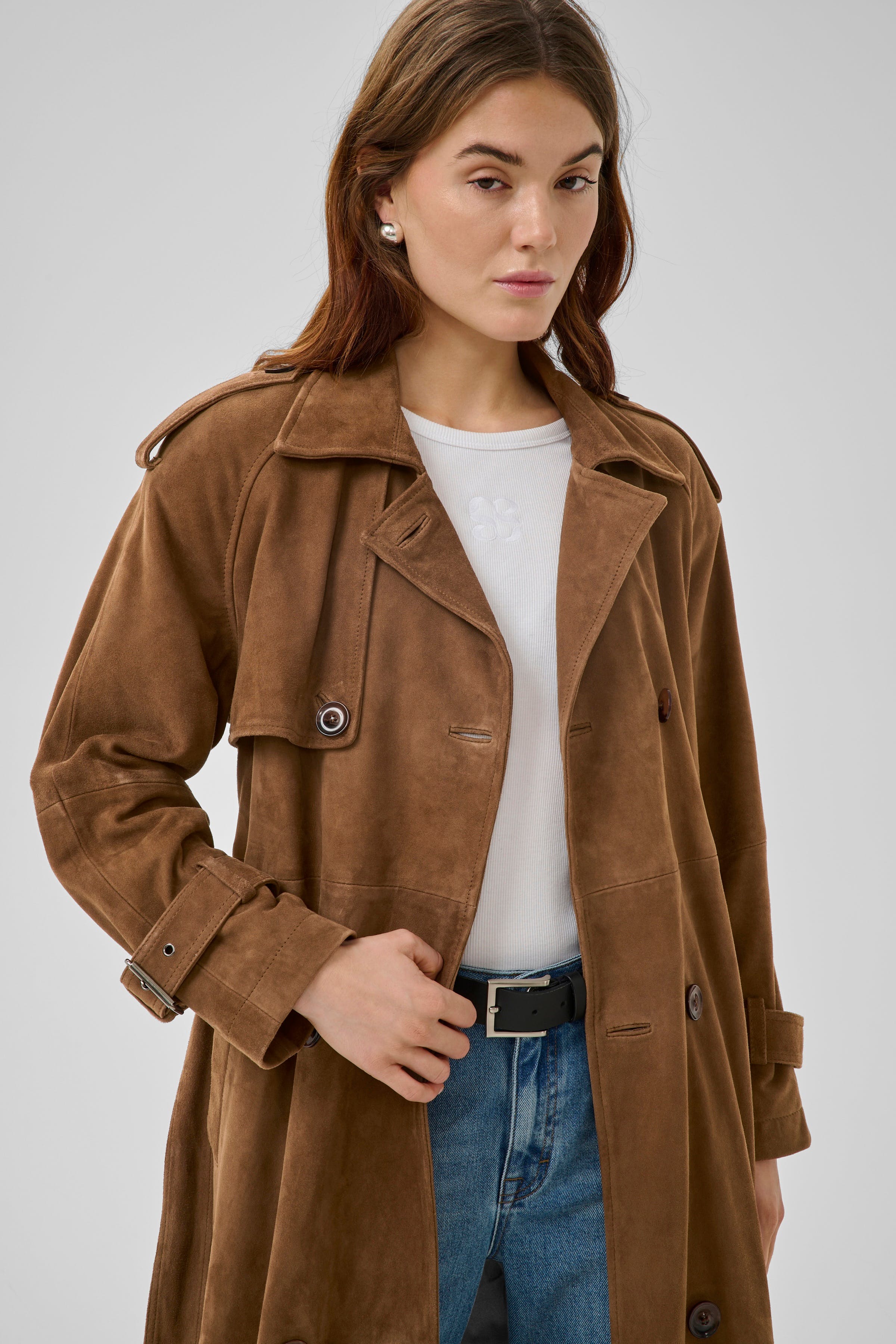 TaraMW Suede Trenchcoat LOOKBOOK FRONT 10704830-108673