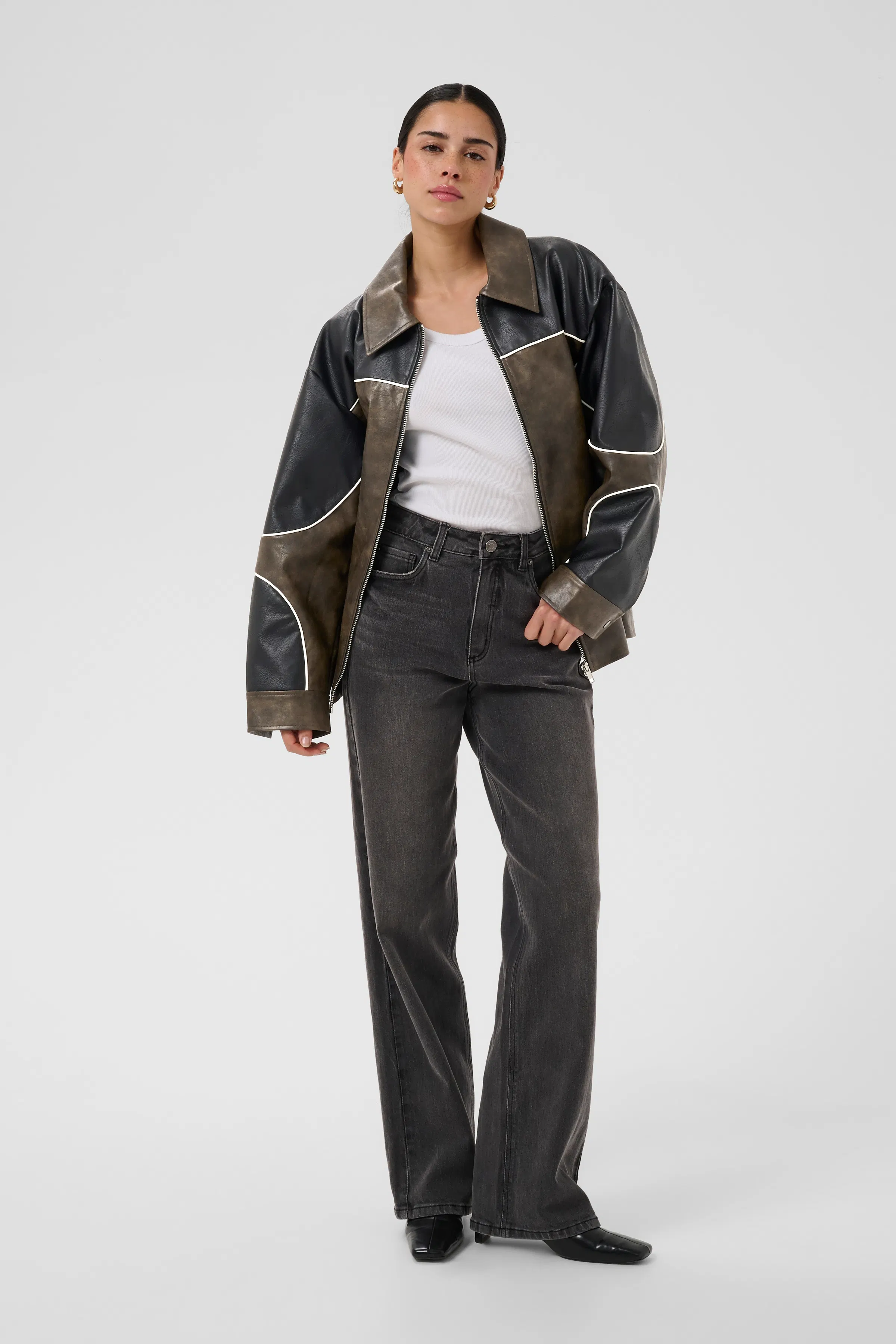KAraya Leather Jacket in black deep sheep leather | KAFFE Clothing