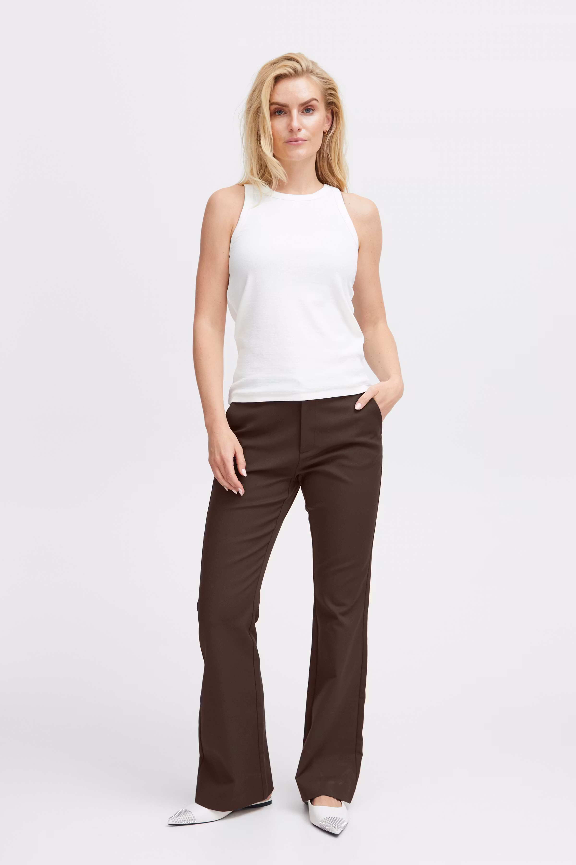 PZBINDY High Waist Bootcut Leg Bukser LOOKBOOK FRONT 50207207-191016