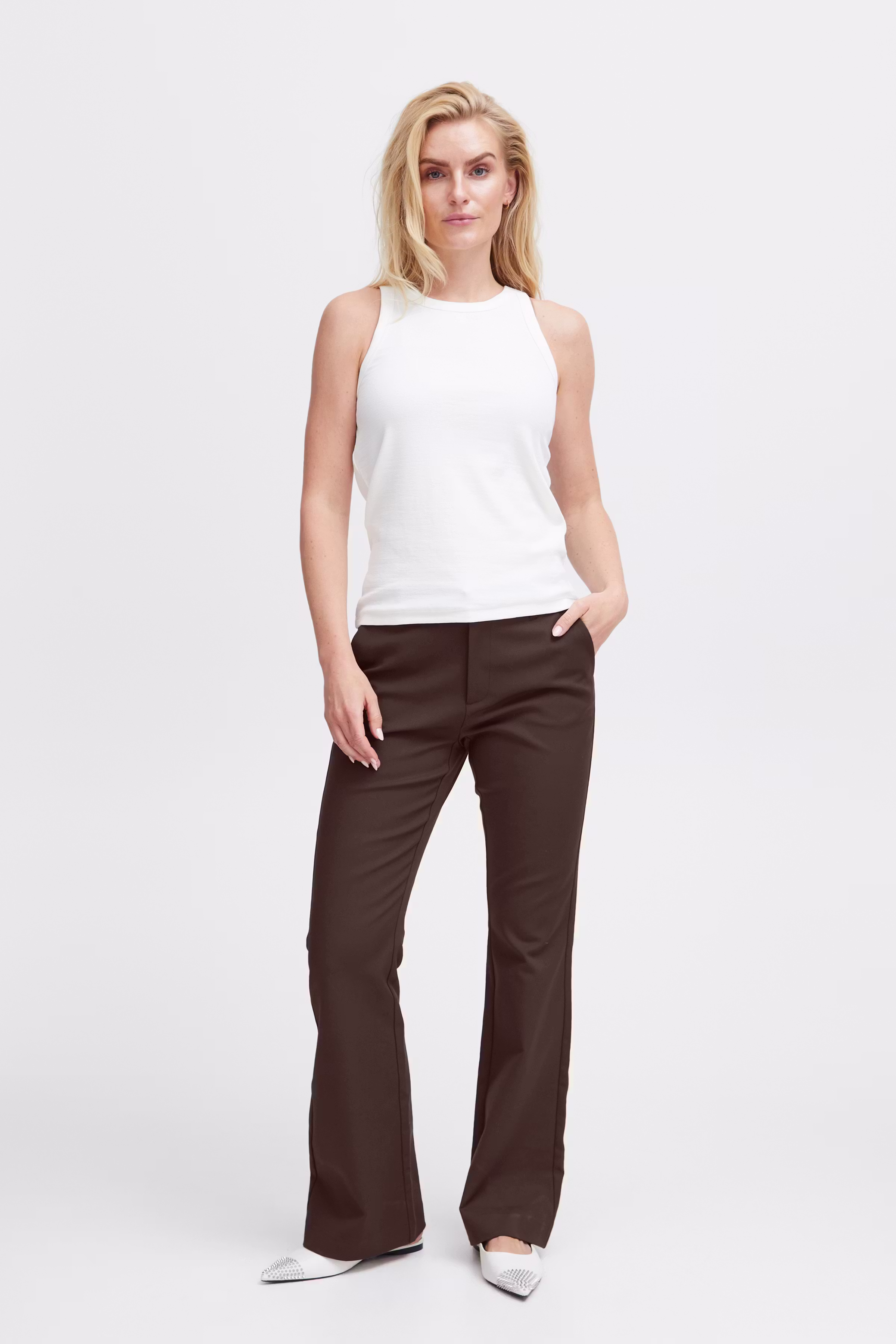PZBINDY High Waist Bootcut Leg Bukser LOOKBOOK FRONT 50207207-191016