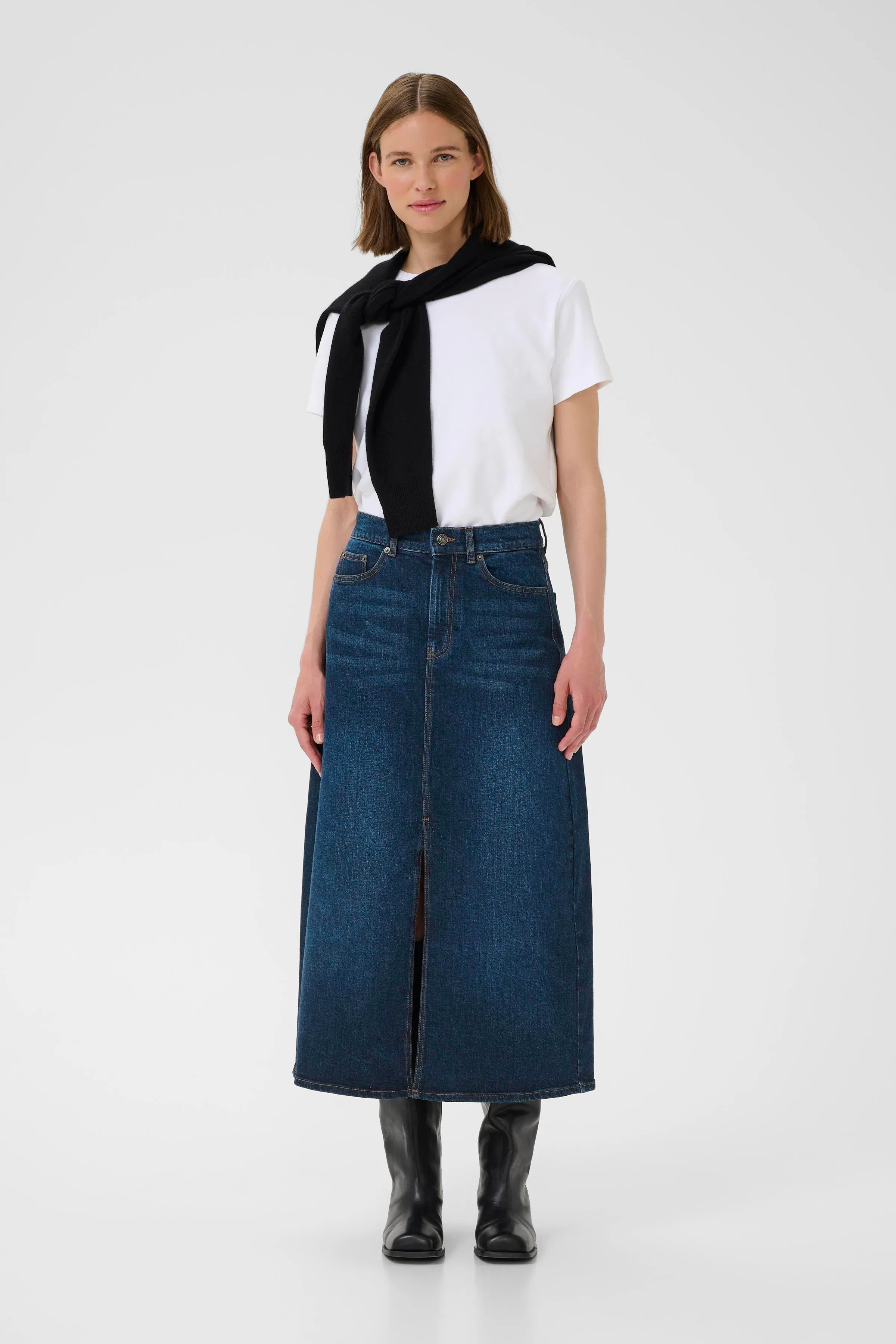 NanaIW Denim Skjørt LOOKBOOK FRONT 30110972-304092
