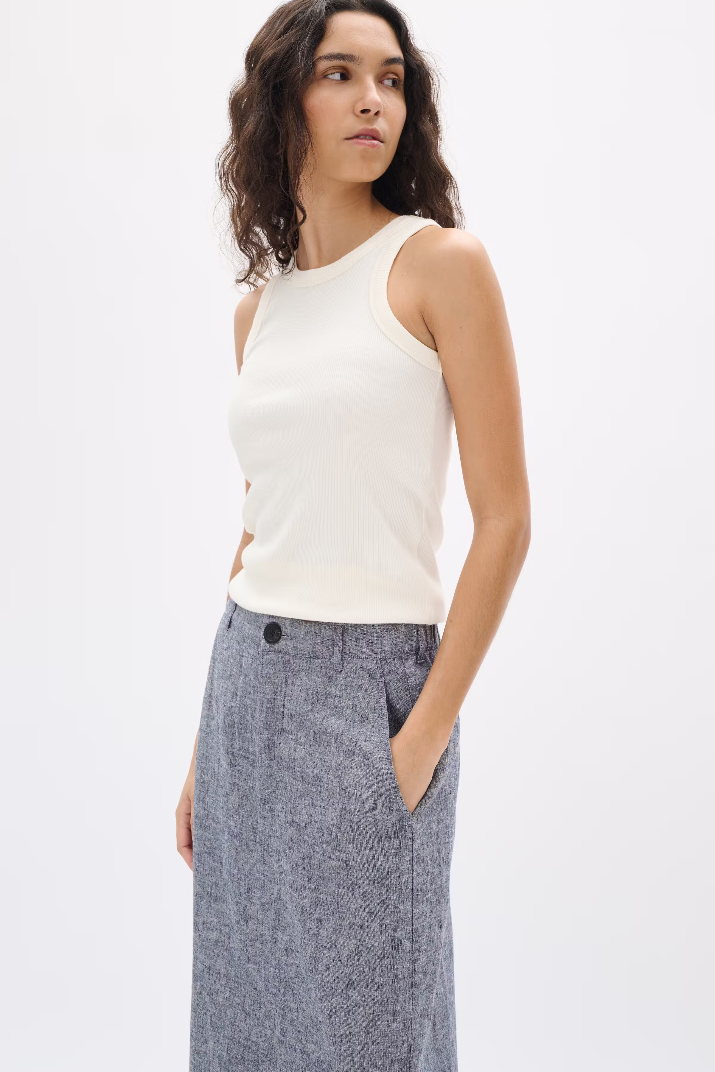 RimoneIW Linne Kjol LOOKBOOK DETAIL 30110364-302004