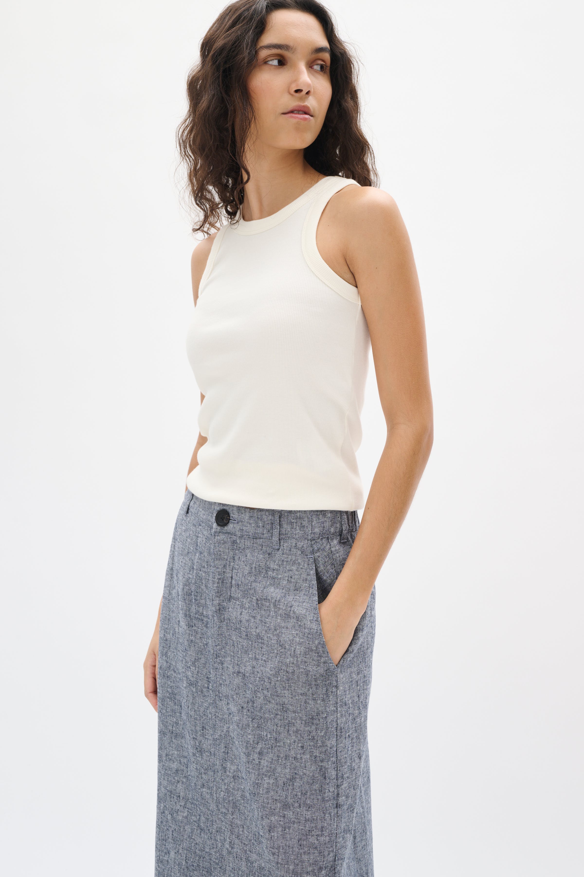 RimoneIW Linen Skirt LOOKBOOK DETAIL 30110364-302004