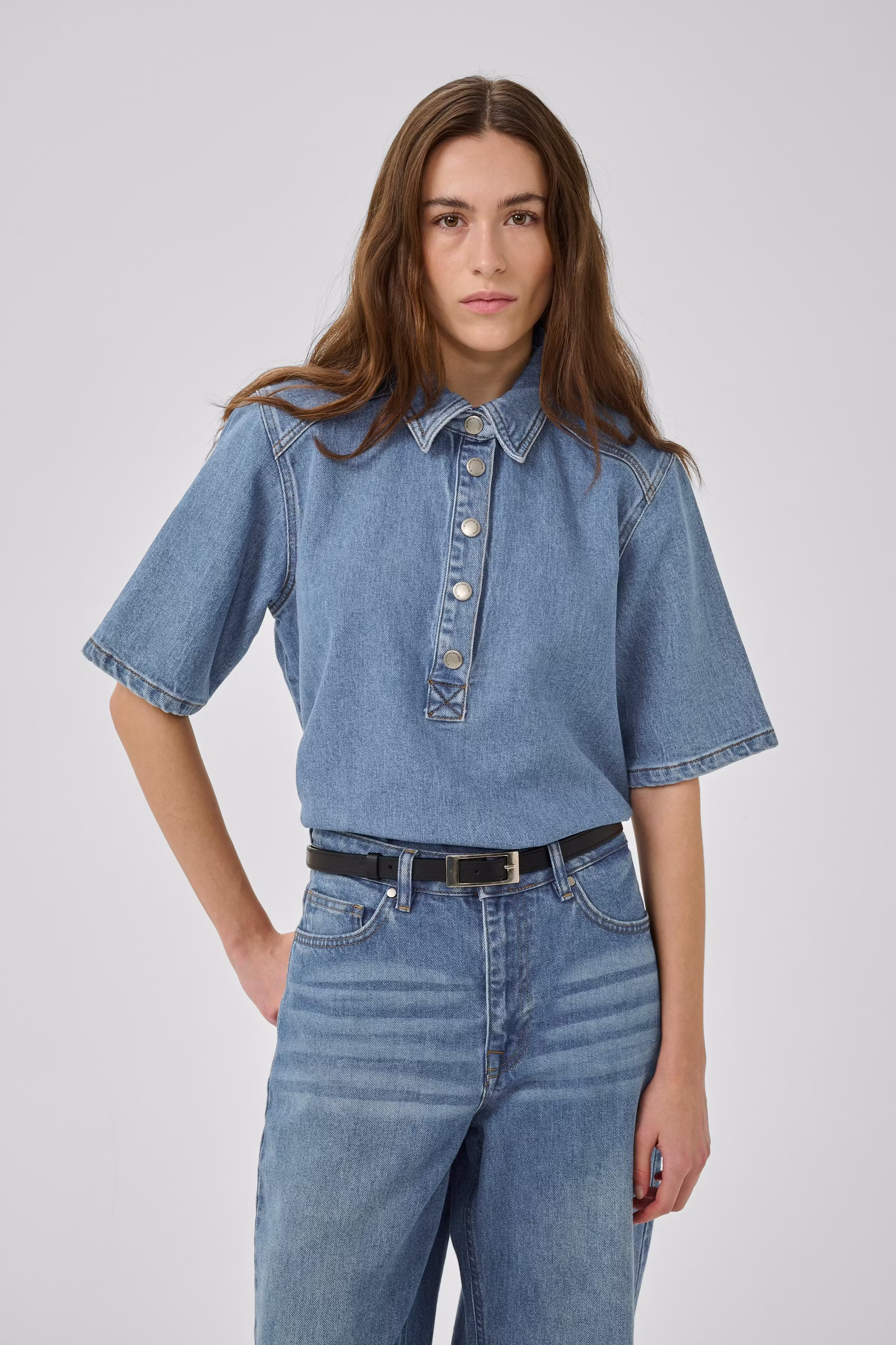 AbinaMW Denim polo shirt LOOKBOOK FRONT 10704772-100053