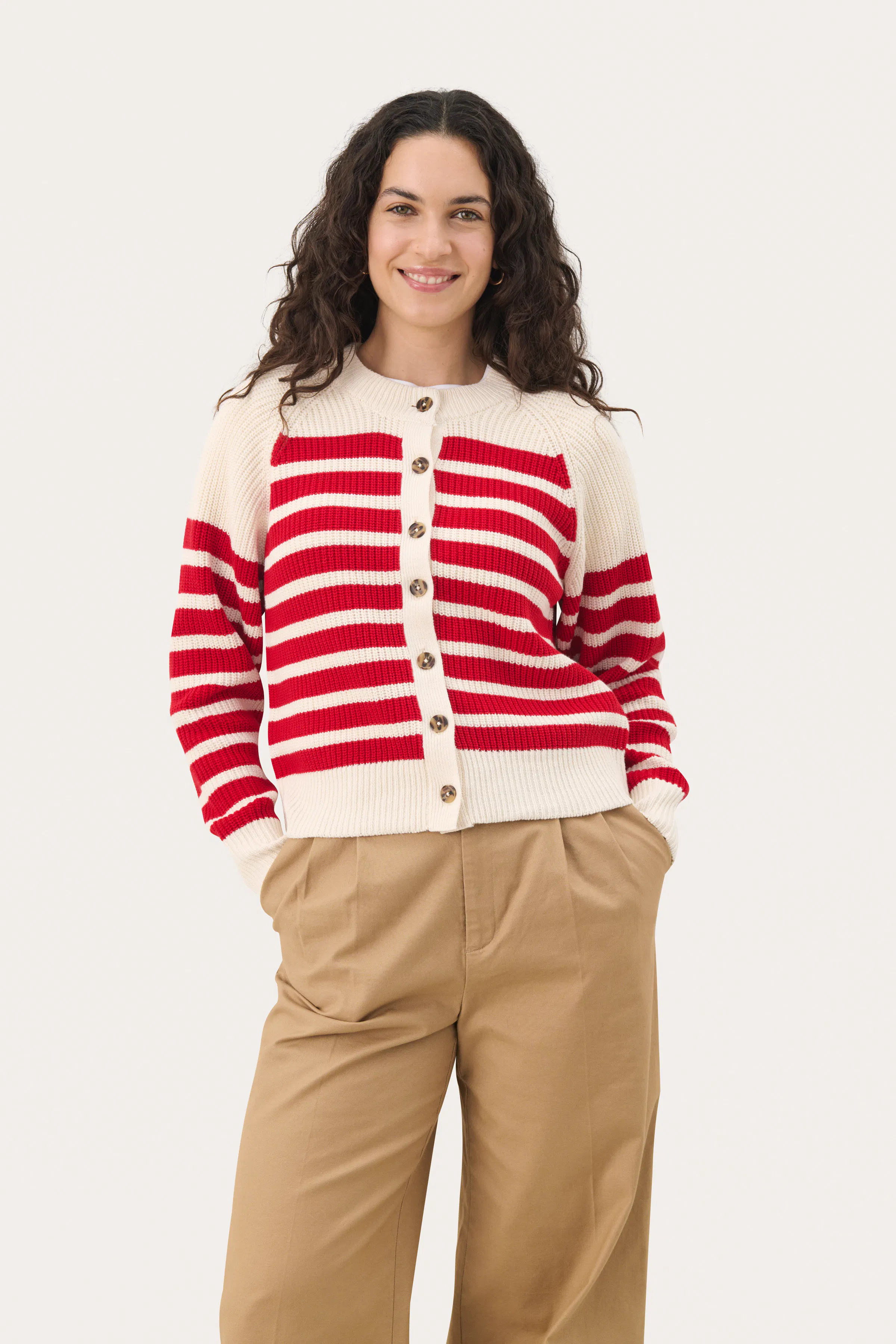 PakizePW Cardigan in mars red stripe colour