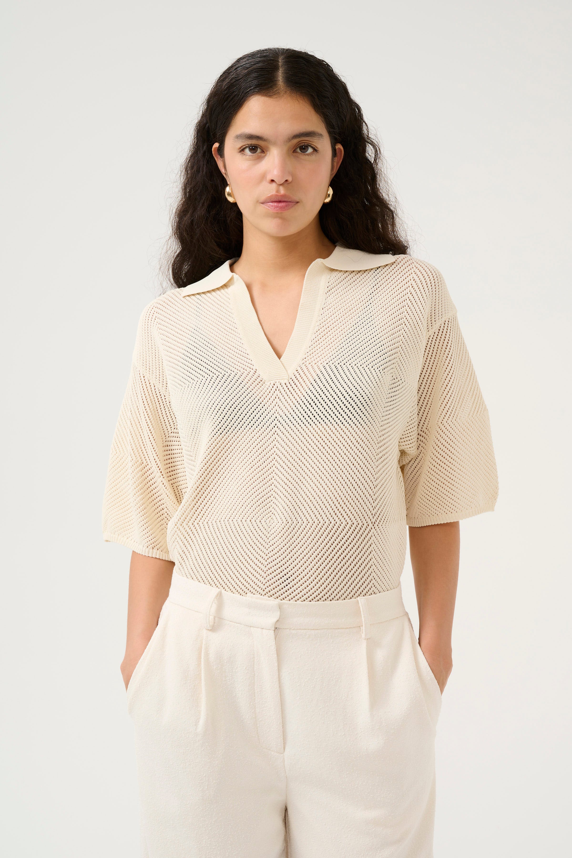 KBUpala Kurzärmeliger Strickpullover LOOKBOOK FRONT 10105419-110103